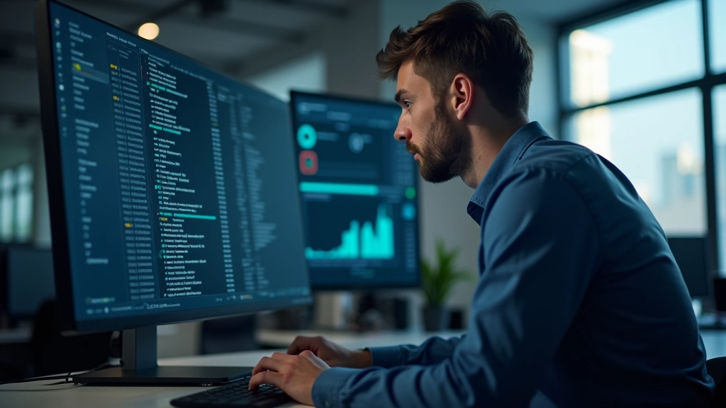 Developer comparing model file sizes before and after quantization on a workspace monitor